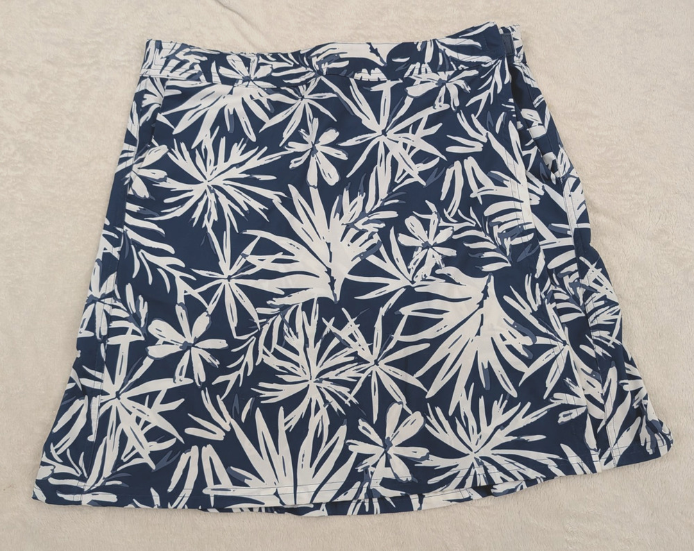 Rip Skirt Hawaii sz XL Wrap Skirt blue white floral print cover up beach 0197